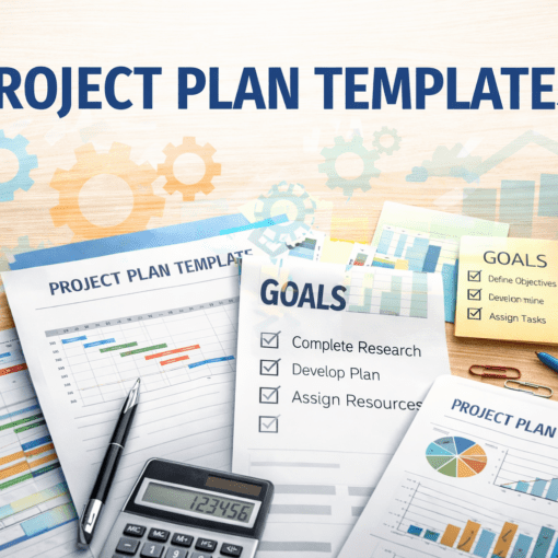 Project plan templates with example planning sheets, charts, and project summary pages